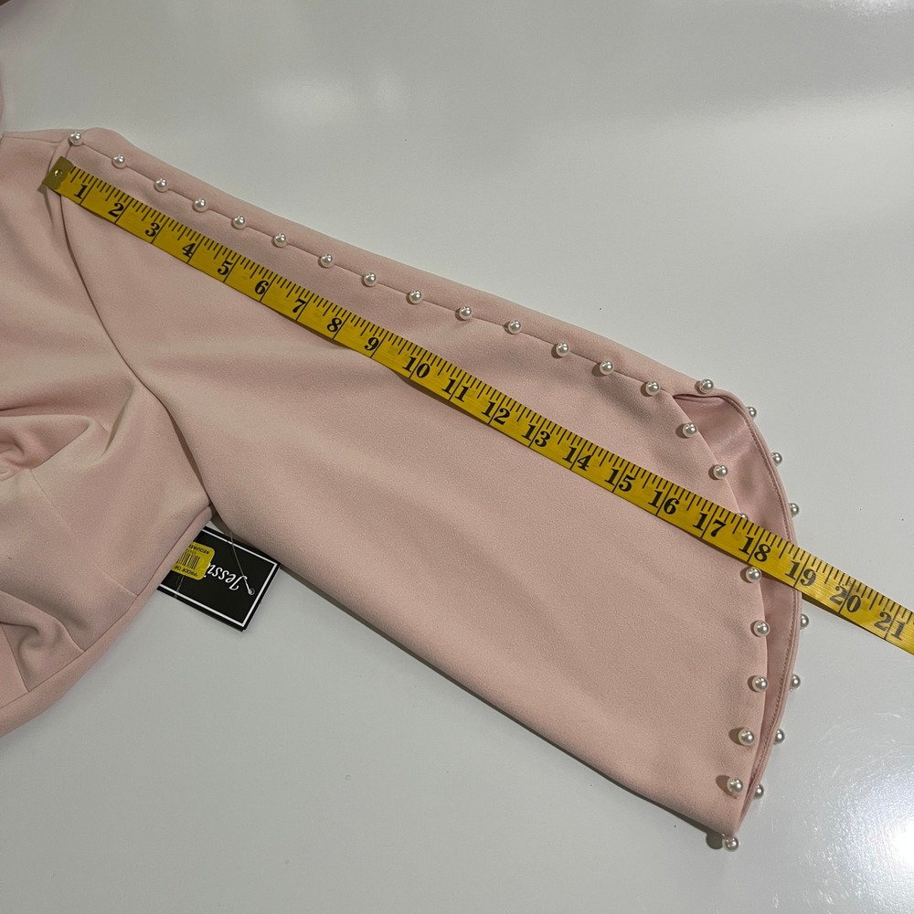 Jessica Howard Blush Pink Pearl-Trim Midi Sheath Dress - Picture 7 of 13